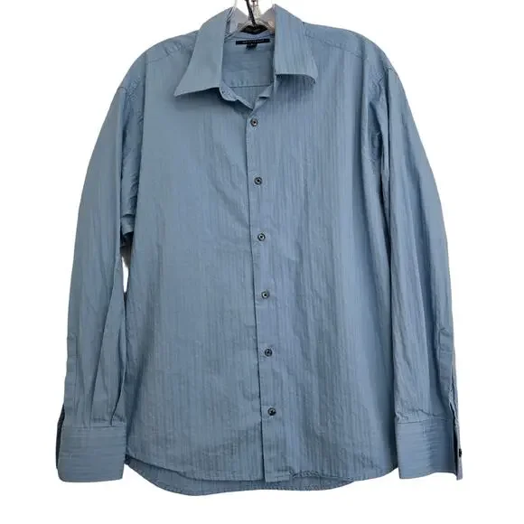 brandini dress shirts BRANDINI MEN'S PRINTED STRIPED BUTTON DOWN DRESS SHIRT SIZE XLARGE 100% COTTON